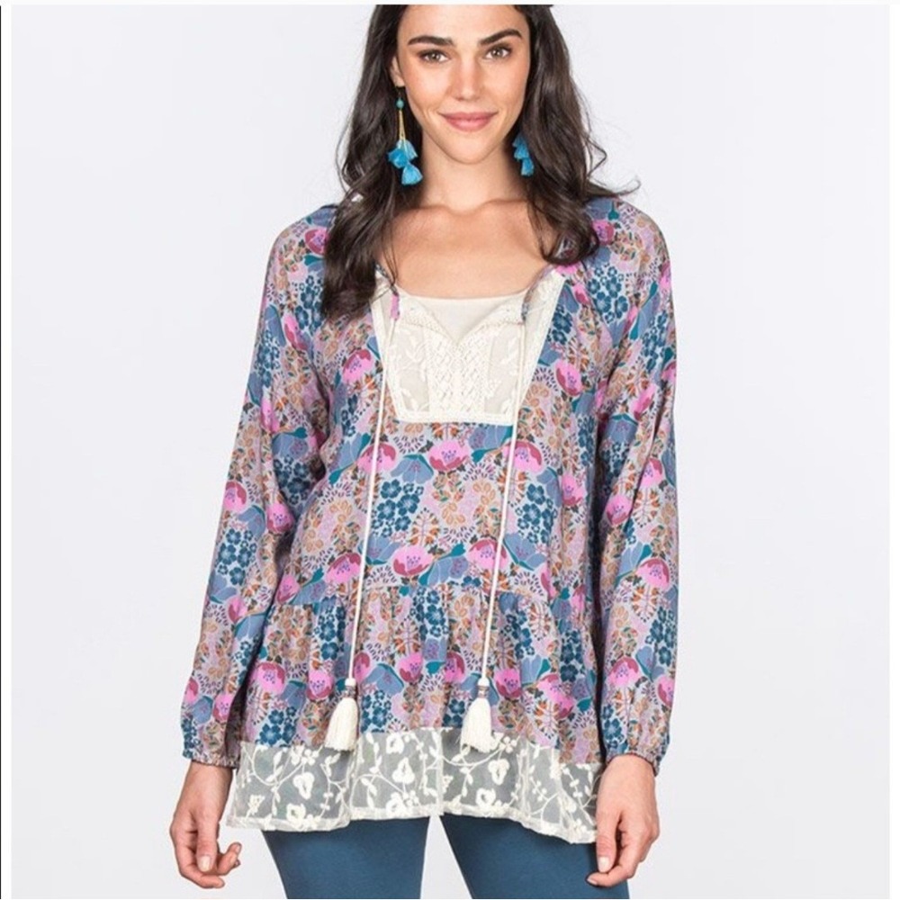 Matilda Jane Make Believe Sew Perfect Top Blouse‎ Sz M Peasant Boho Cottagecore